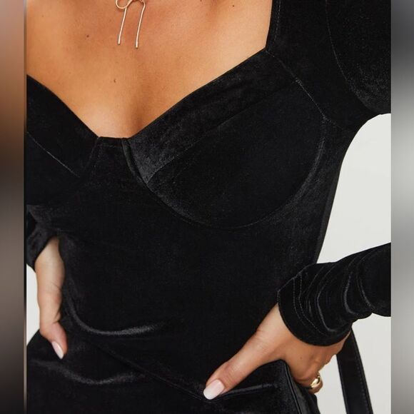 PRINCESS POLLY MAHONEY LONG SLEEVE MINI DRESS BLACK NEW w/ Tag - Picture 5 of 6